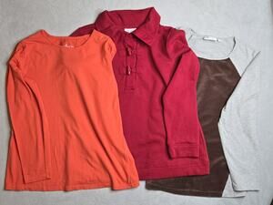 Lot of 3 Denim & Co Women's Long Sleeve Tops Casual Fall Winter Sweatshirt Shirt
